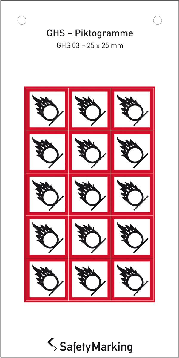 SafetyMarking 30.B1018 GHS-Gefahrenpiktogramm 03 Flamme über Kreis Folie selbstklebend (B x H) 25mm x 25mm 15St.