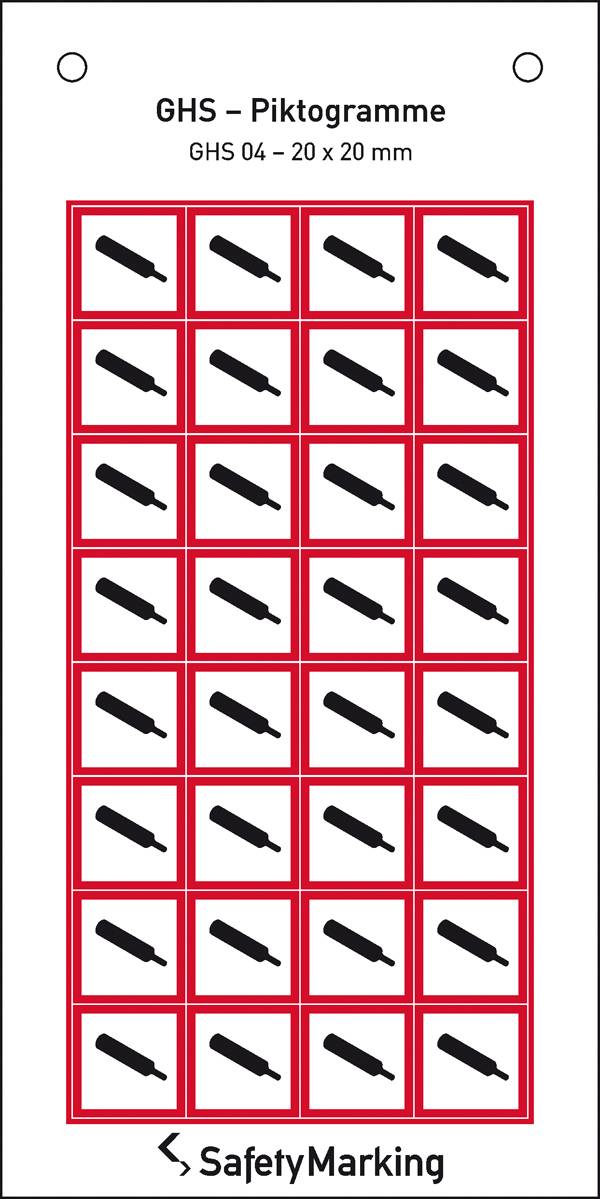 SafetyMarking 30.B1021 GHS-Gefahrenpiktogramm 04 Gasflasche Folie selbstklebend (B x H) 20mm x 20mm 32St.