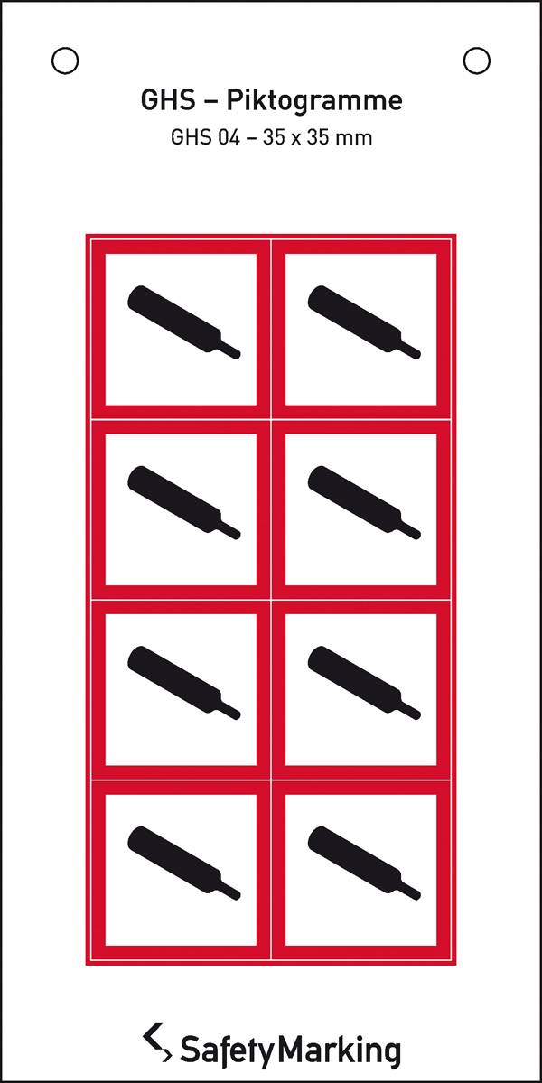SafetyMarking 30.B1023 GHS-Gefahrenpiktogramm 04 Gasflasche Folie selbstklebend (B x H) 35mm x 35mm 8St.