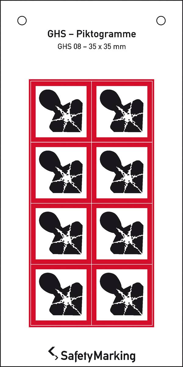 SafetyMarking 30.B1041 GHS-Gefahrenpiktogramm 08 Gesundheitsgefahr Folie selbstklebend (B x H) 35mm x 35mm 8St.