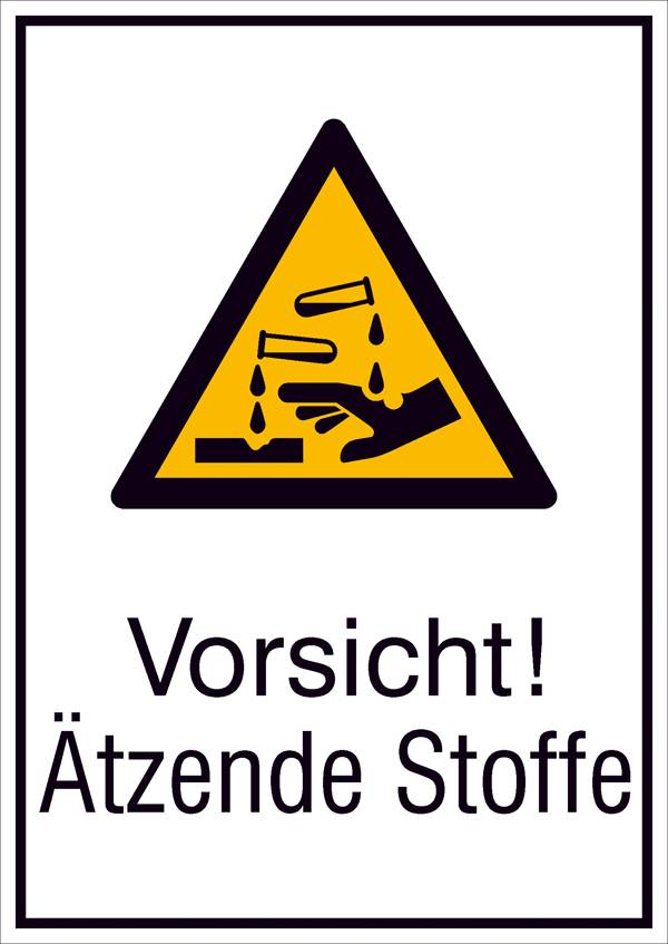 Warn-Kombischild Vorsicht! Ätzende Stoffe Folie selbstklebend (B x H) 131mm x 185mm ISO 7010 1St.