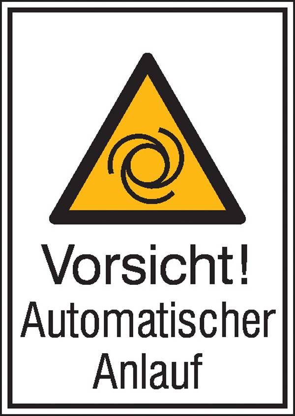 Warn-Kombischild Vorsicht! Automatischer Anlauf Aluminium (B x H) 262mm x 371mm ISO 7010 1St.
