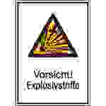 Warn-Kombischild Vorsicht! Explosivsoffe Folie selbstklebend (B x H) 131mm x 185mm ISO 7010 1St.