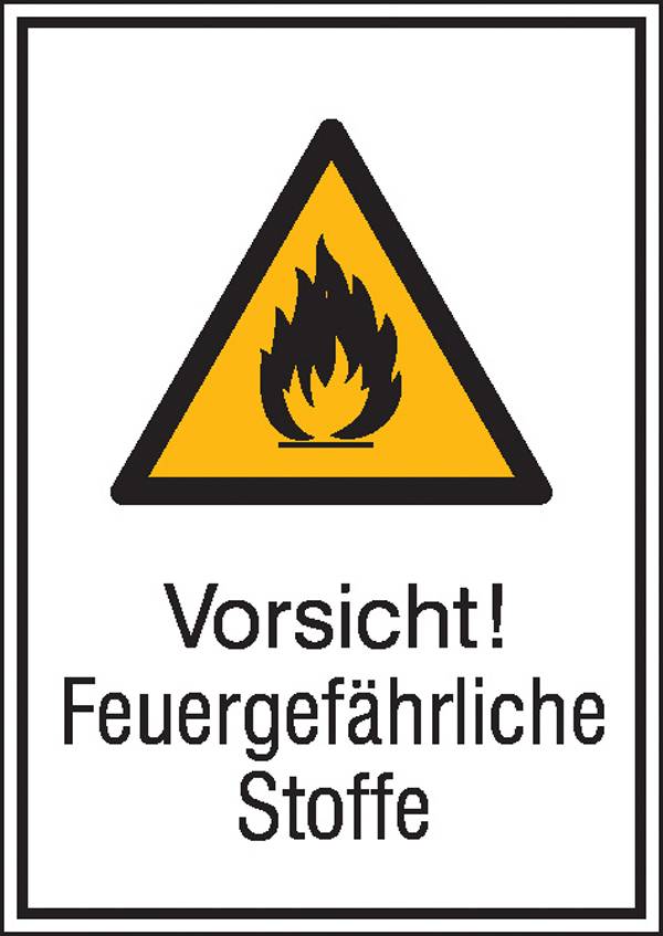Warn-Kombischild Vorsicht! Feuergefährliche Stoffe Aluminium (B x H) 262mm x 371mm ISO 7010 1St.