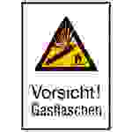 Warn-Kombischild Vorsicht! Gasflasche Folie selbstklebend (B x H) 131mm x 185mm ISO 7010 1St.