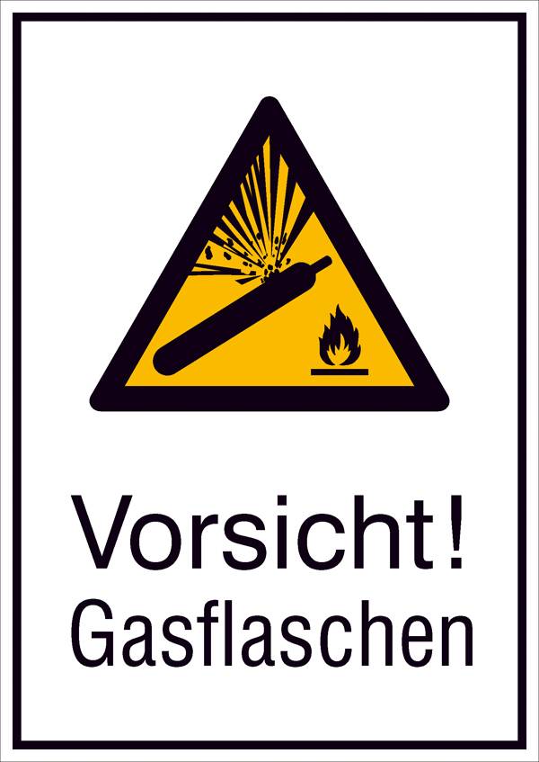 Warn-Kombischild Vorsicht! Gasflasche Aluminium (B x H) 131mm x 185mm ISO 7010 1St.