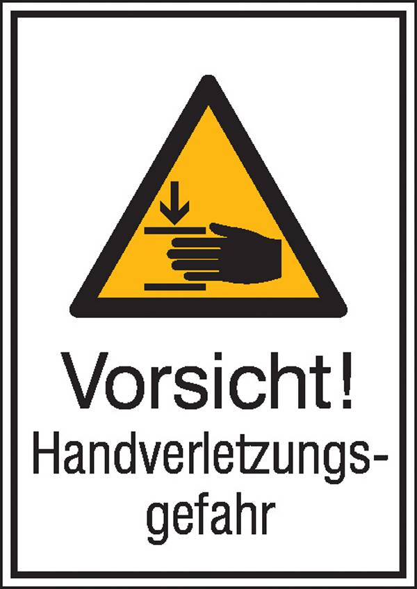 Warn-Kombischild Vorsicht! Handverletzungsgefahr Folie selbstklebend (B x H) 131mm x 185mm ISO 7010 1St.