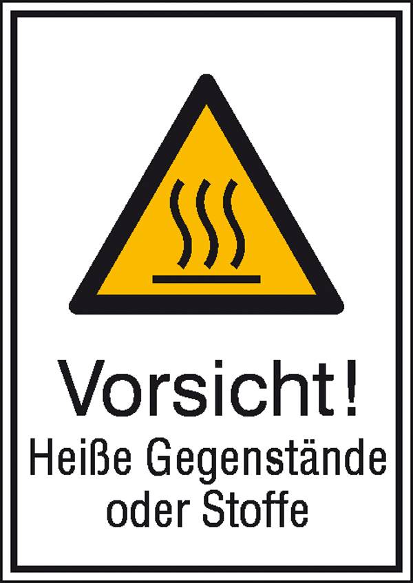 Warn-Kombischild Vorsicht! Heiße Gegenstände oder Stoffe Aluminium (B x H) 131 mm x 185 mm ISO 7010 1 St.