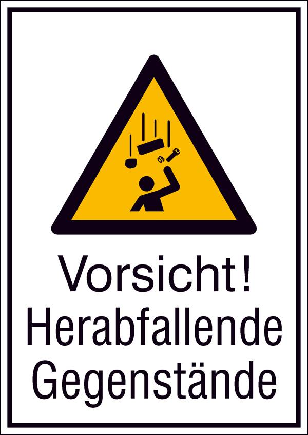 Warn-Kombischild Vorsicht! Herabfallende Gegenstände Aluminium (B x H) 262mm x 371mm ISO 7010 1St.