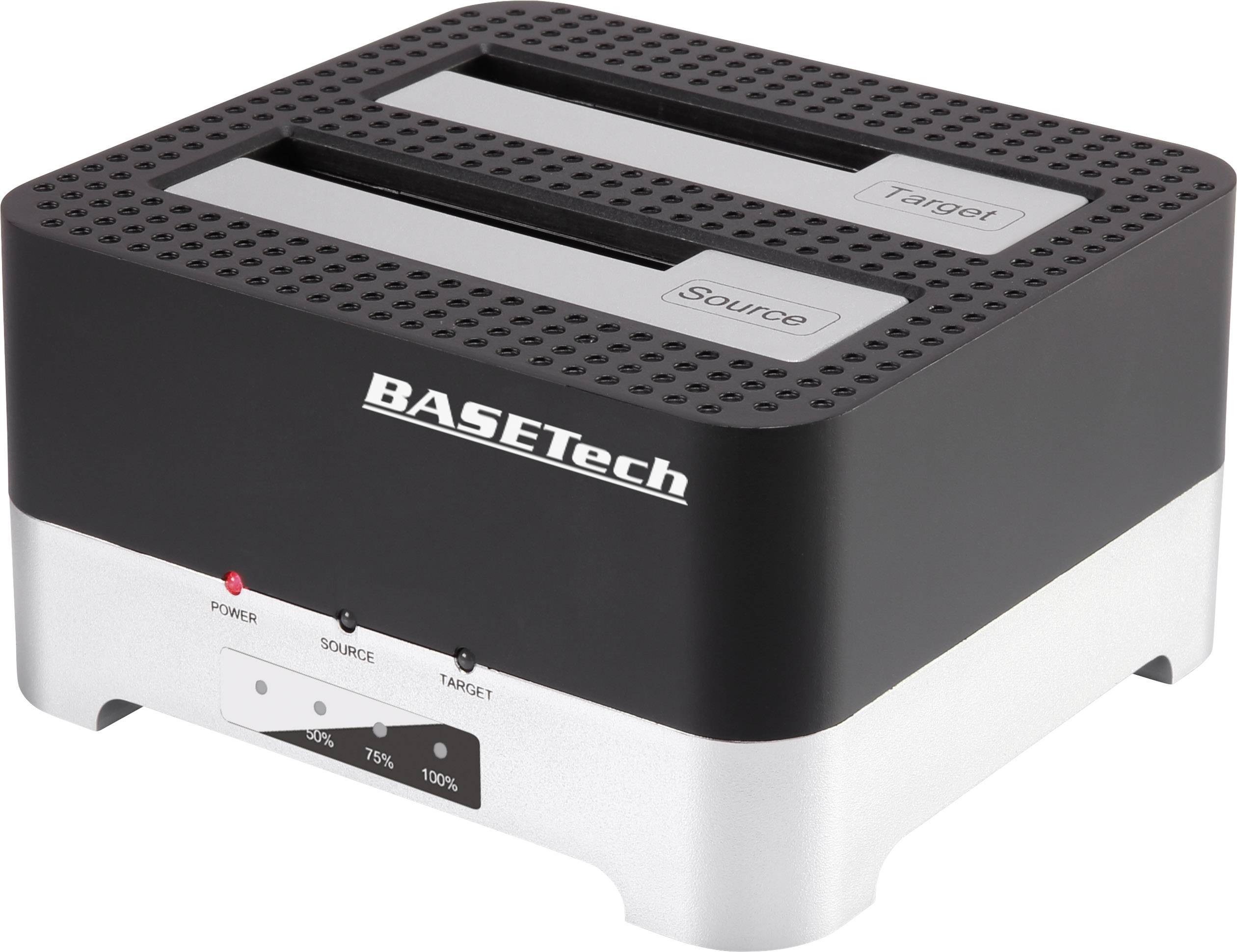 Basetech BT-DOCKING-02 SATA USB 3.2 Gen 1 (USB 3.0) 2 Port Festplatten-Dockingstation mit Clone-Funktion