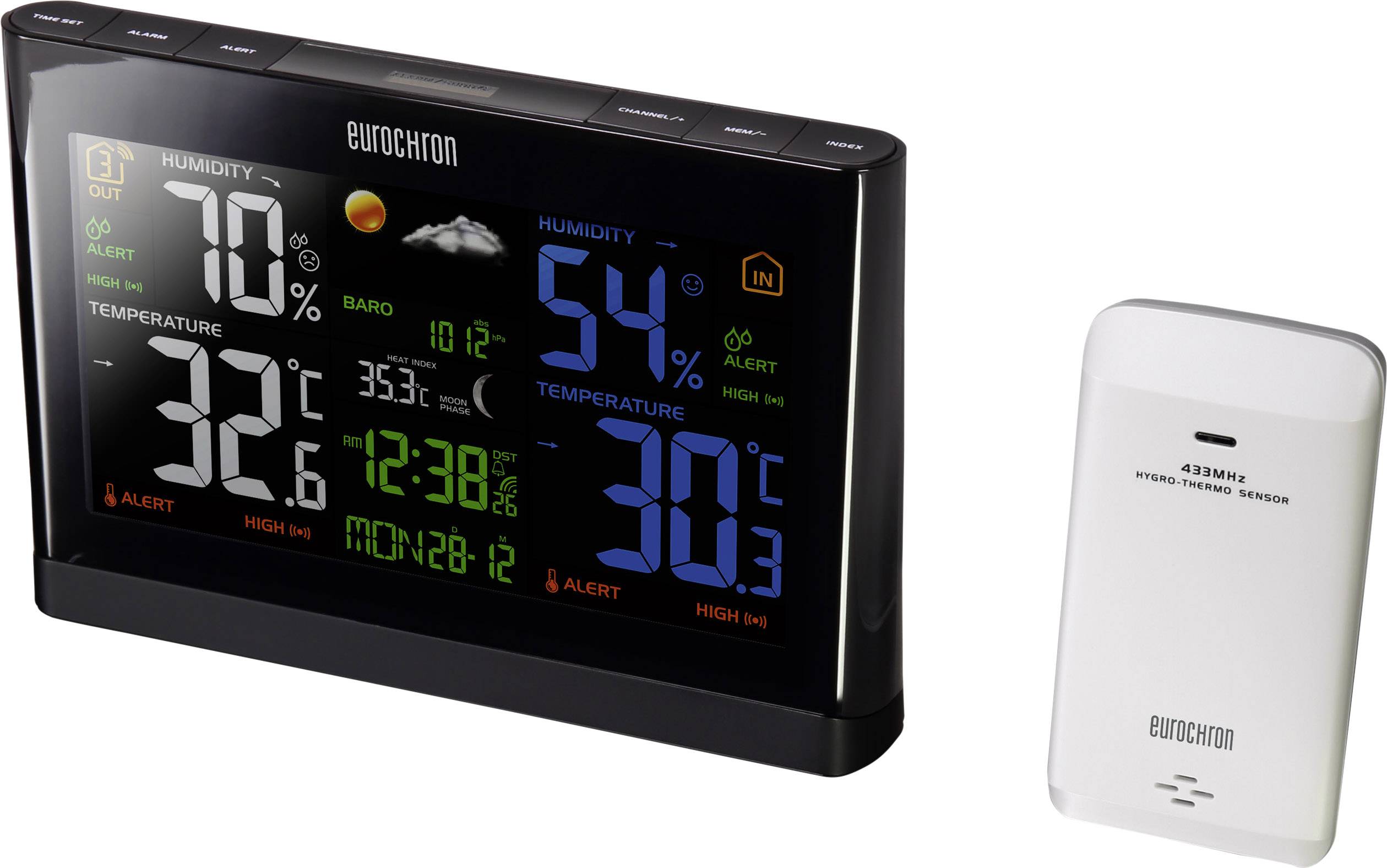 Eurochron 1615871 Funk-Wetterstation Vorhersage für 12 bis 24 Stunden