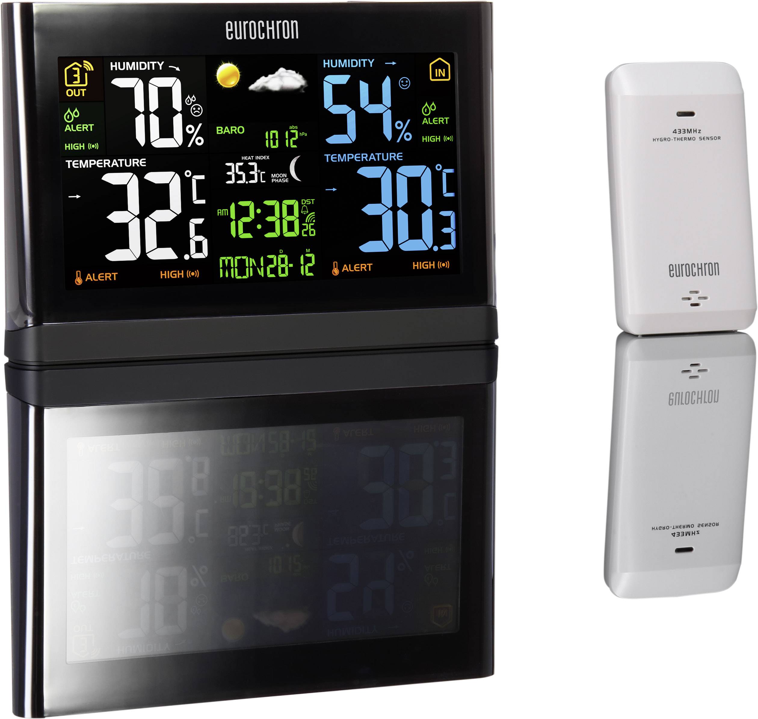 Eurochron 1615871 Funk-Wetterstation Vorhersage für 12 bis 24 Stunden