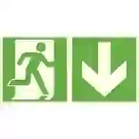 SafetyMarking Fluchtwegschild Folie Notausgang rechts, Richtungsangabe abwärts 38.0079 (B x H) 400mm x 200mm ISO 7010 1St. SafetyMarking Fluchtwegschild Folie Notausgang rechts, Richtungsangabe abwärts 38.0079 (B x H) 400mm x 200mm ISO 7010 1St.