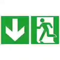 SafetyMarking Fluchtwegschild Folie Notausgang links, Richtungsangabe abwärts 38.0084 (B x H) 300mm x 150mm ISO 7010 1St. SafetyMarking Fluchtwegschild Folie Notausgang links, Richtungsangabe abwärts 38.0084 (B x H) 300mm x 150mm ISO 7010 1St.