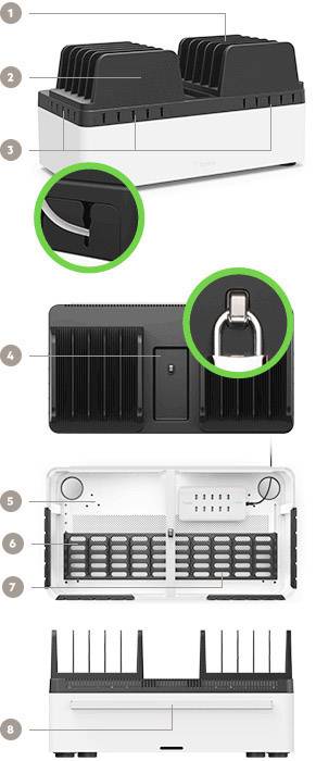 Belkin Store&Charge Base Bundle USB Ladestation Netz-Buchse, USB Schwarz, Weiß Steckdose