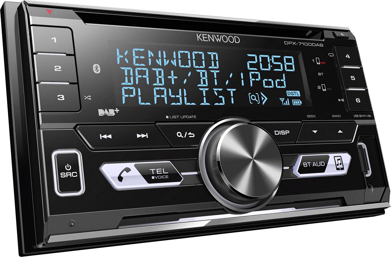 Kenwood DPX-7100DAB Doppel-DIN Autoradio Bluetooth®-Freisprecheinrichtung, Anschluss für Lenkradfernbedienung