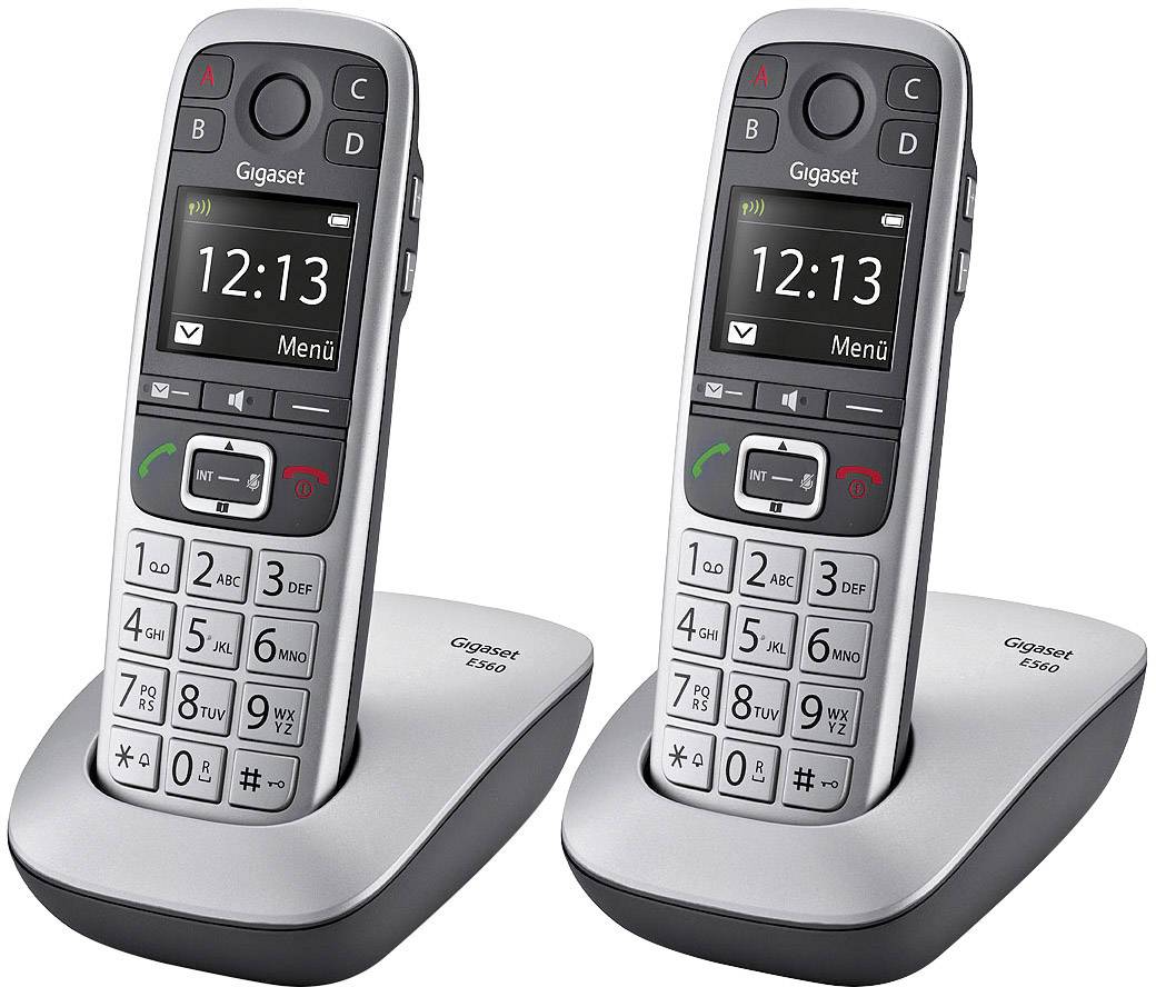 Gigaset E560 Duo DECT/GAP Schnurloses Telefon analog Freisprechen, Optische Anrufsignalisierung Pla