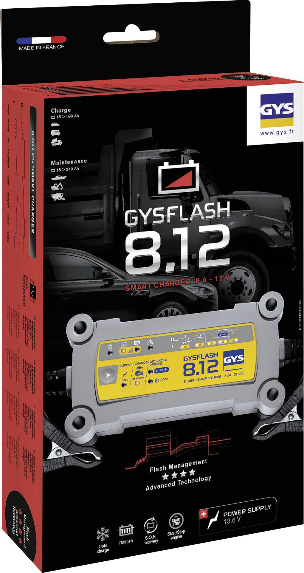 GYS GYSFLASH 8.12 029385 Automatikladegerät 12 V 8 A