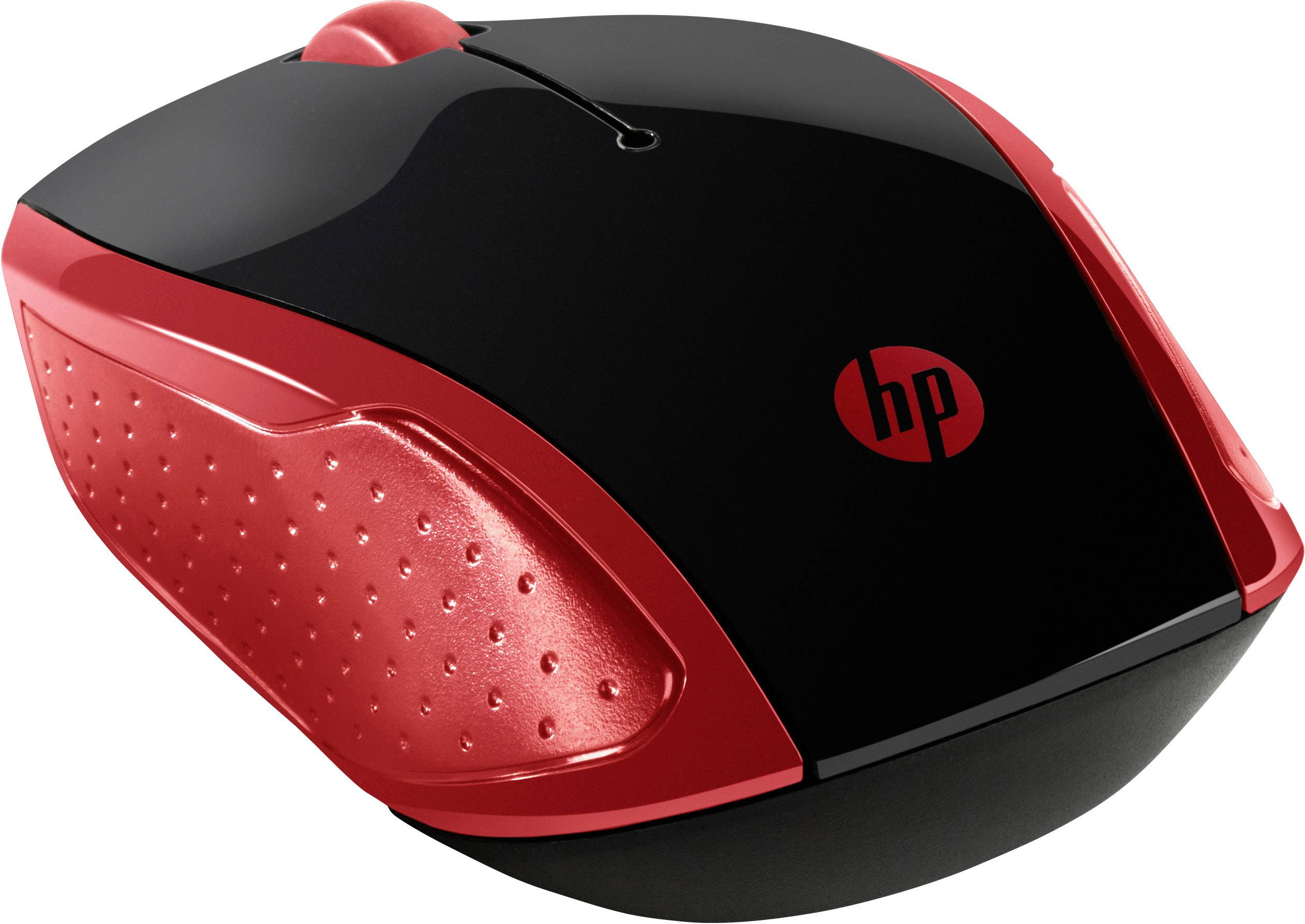 HP 200 Maus Funk Optisch Schwarz, Rot 3 Tasten 1000 dpi