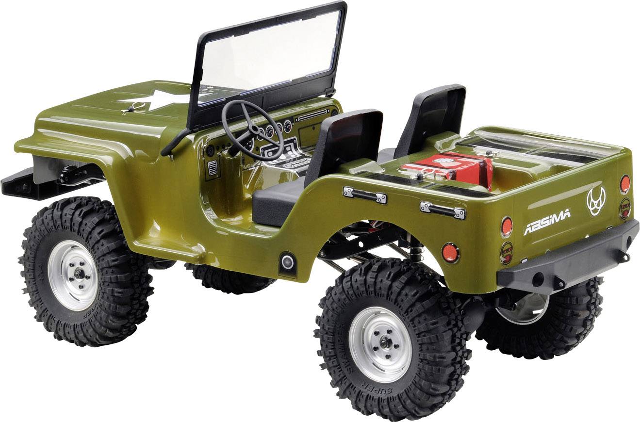 Absima CR2.4 +Jeep Karosserie Brushed 1:10 RC Modellauto Elektro Crawler Allradantrieb (4WD) RtR 2,4GHz Inkl. Zusatz-Karosserie