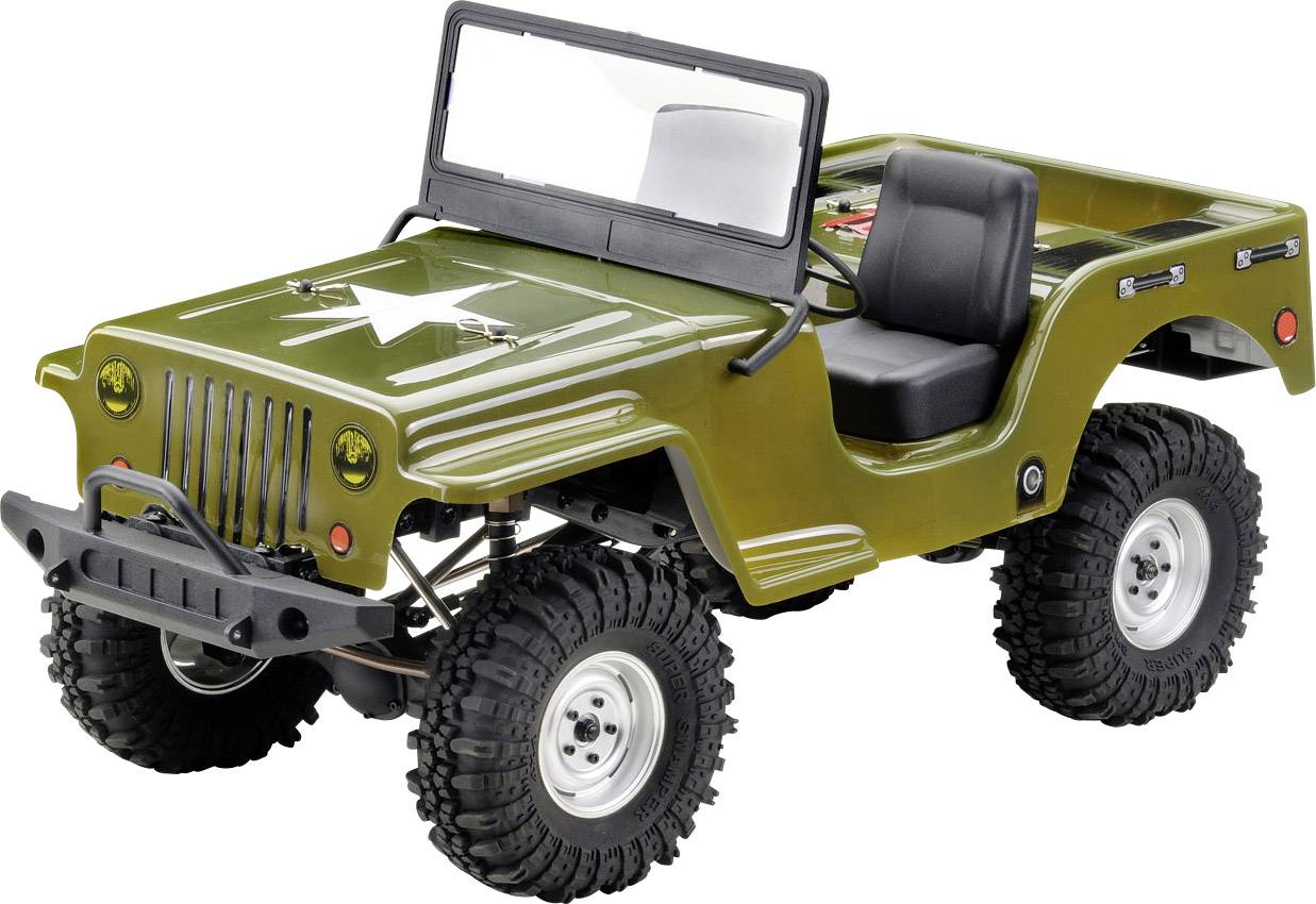 Absima CR2.4 +Jeep Karosserie Brushed 1:10 RC Modellauto Elektro Crawler Allradantrieb (4WD) RtR 2,4GHz Inkl. Zusatz-Karosserie