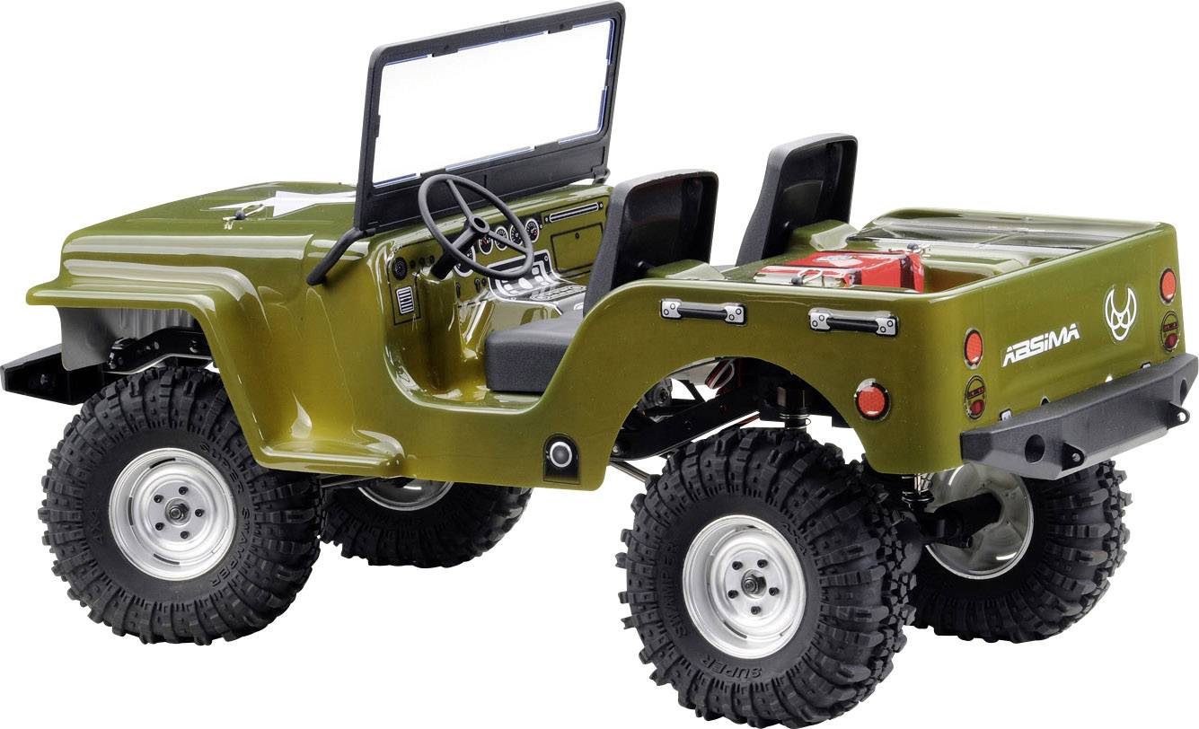 Absima CR2.4 +Jeep Karosserie Brushed 1:10 RC Modellauto Elektro Crawler Allradantrieb (4WD) RtR 2,4GHz Inkl. Zusatz-Karosserie