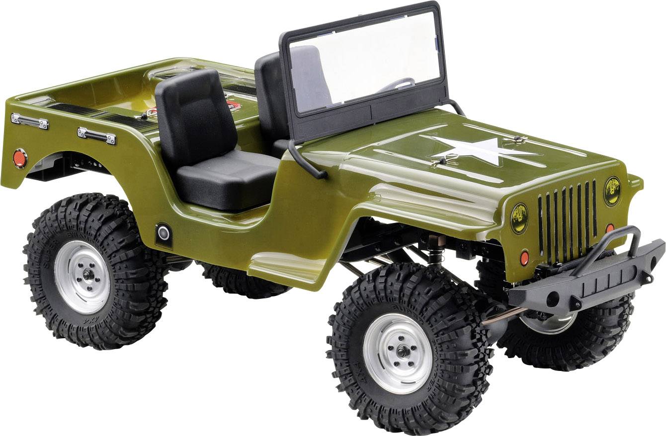 Absima CR2.4 +Jeep Karosserie Brushed 1:10 RC Modellauto Elektro Crawler Allradantrieb (4WD) RtR 2,4GHz Inkl. Zusatz-Karosserie