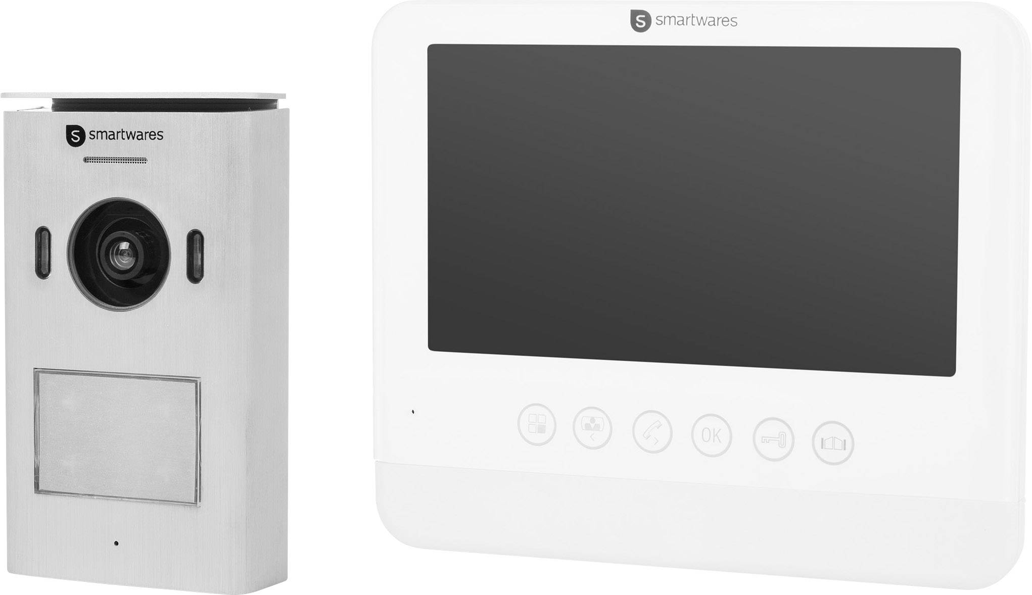 Smartwares DIC-22212 Video-Türsprechanlage 2-Draht Komplett-Set 1 Familienhaus Silber, Weiß