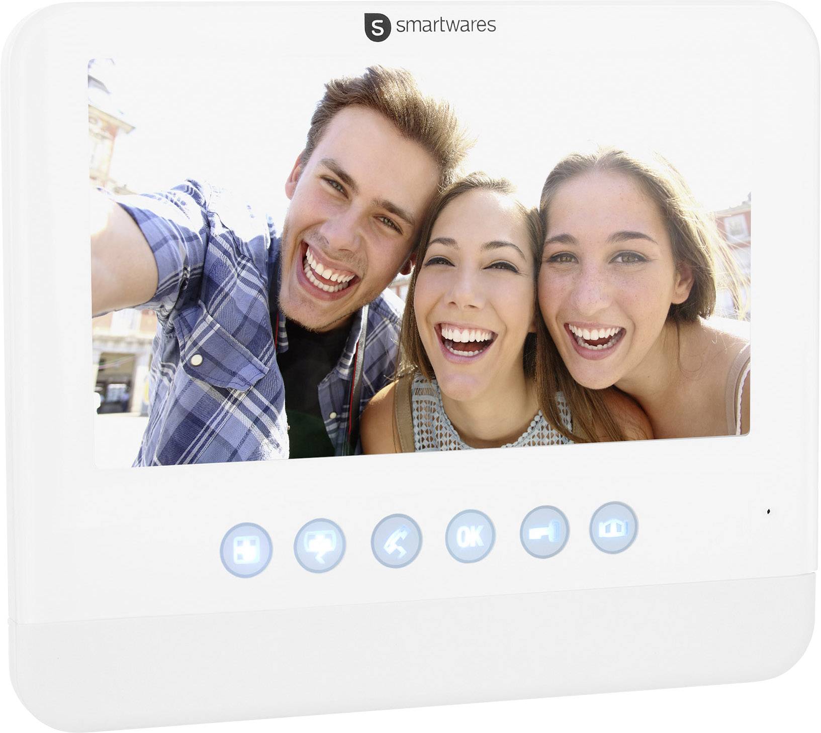 Smartwares DIC-22212 Video-Türsprechanlage 2-Draht Komplett-Set 1 Familienhaus Silber, Weiß