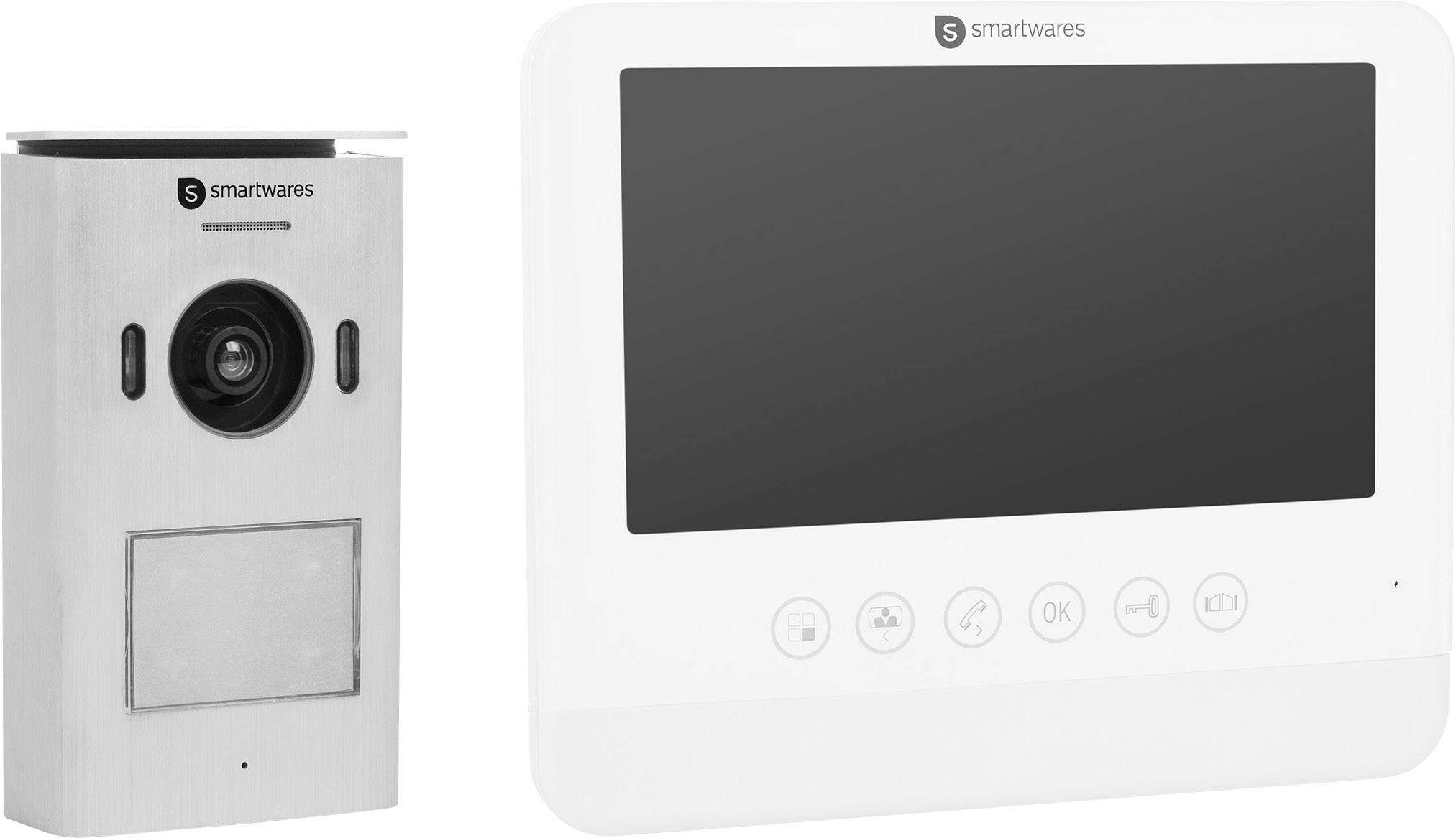 Smartwares DIC-22212 Video-Türsprechanlage 2-Draht Komplett-Set 1 Familienhaus Silber, Weiß