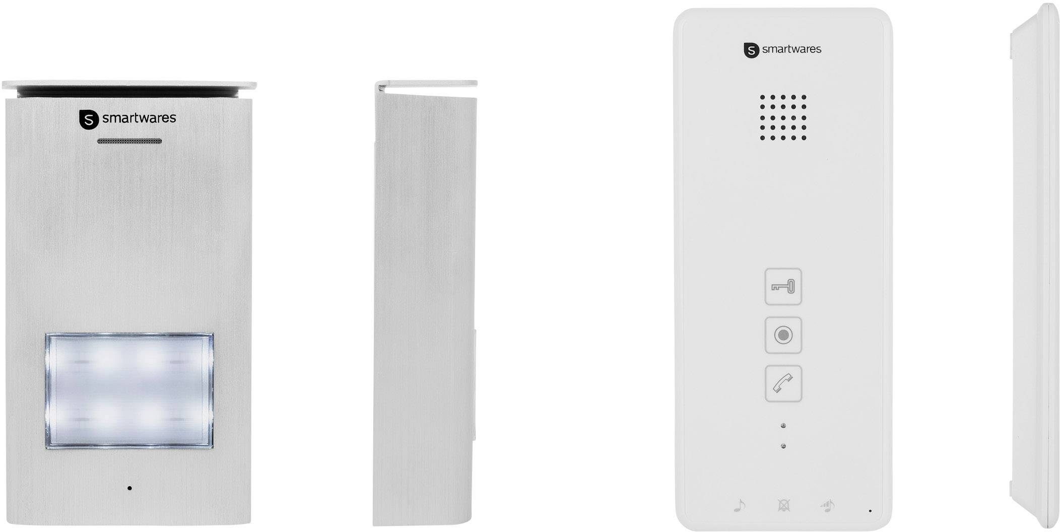Smartwares DIC-21112 Türsprechanlage 2-Draht Komplett-Set 1 Familienhaus Silber, Weiß