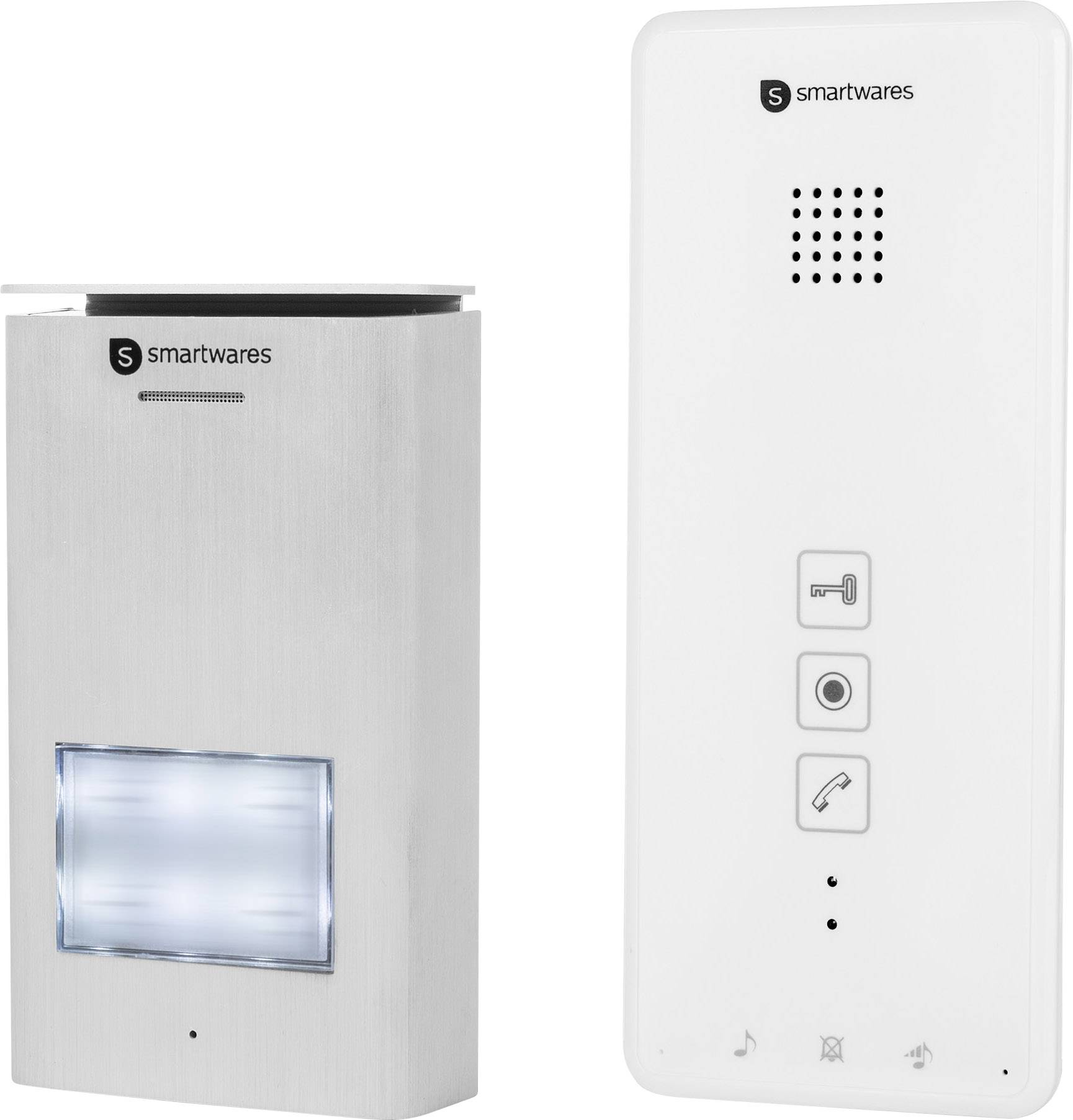Smartwares DIC-21112 Türsprechanlage 2-Draht Komplett-Set 1 Familienhaus Silber, Weiß