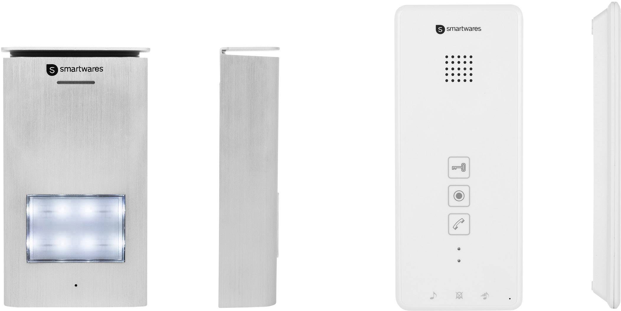 Smartwares DIC-21122 Türsprechanlage 2-Draht Komplett-Set 2 Familienhaus Silber, Weiß