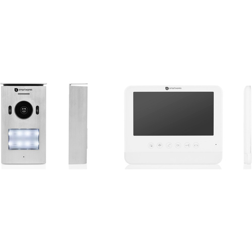 Smartwares DIC-22222 Video-Türsprechanlage 2-Draht Komplett-Set 2 Familienhaus Silber, Weiß