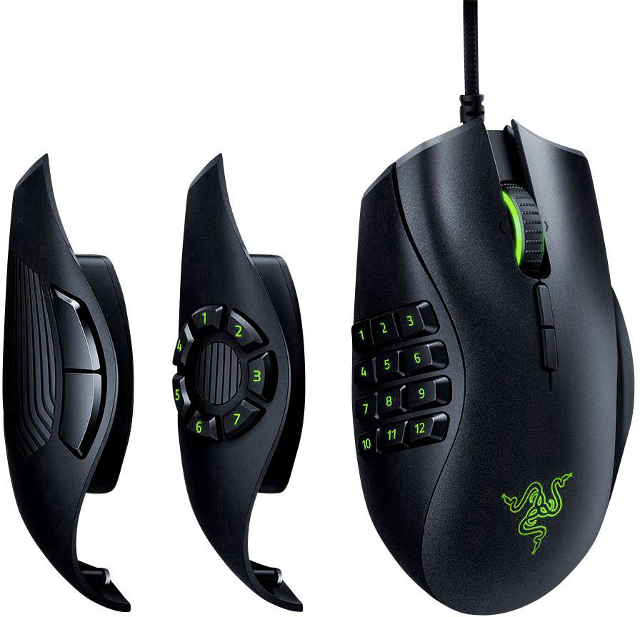 RAZER Naga Trinity Ergonomische Gaming-Maus USB Optisch Schwarz 19 Tasten 16000 dpi Beleuchtet, Ergonomisch