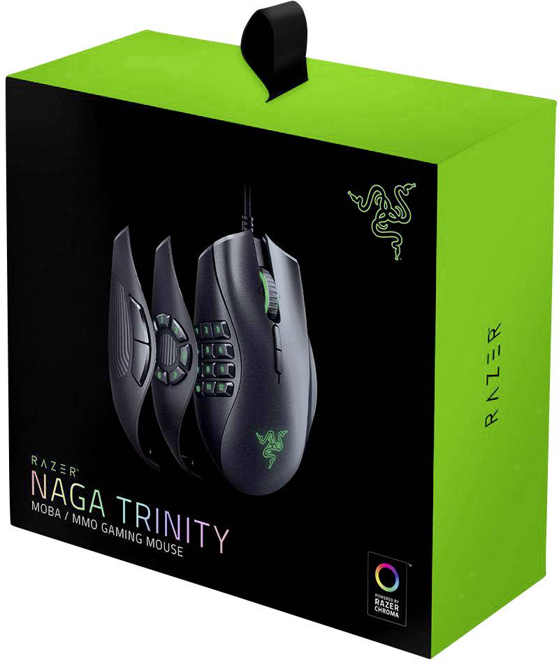 RAZER Naga Trinity Ergonomische Gaming-Maus USB Optisch Schwarz 19 Tasten 16000 dpi Beleuchtet, Ergonomisch