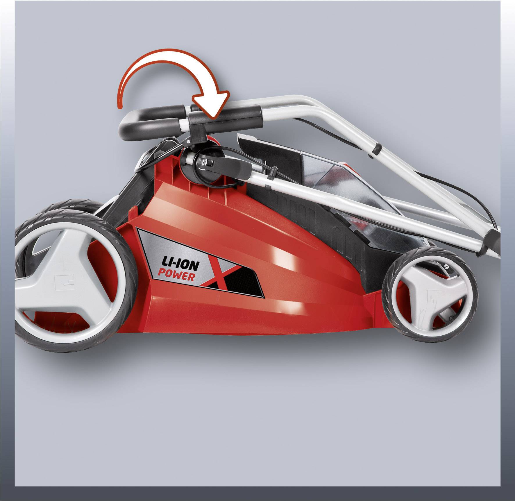 Einhell GE-CM 43 Li M Kit Akku Rasenmäher inkl. 2. Akku, Höhenverstellbarer Griff mit Klappfunktion, Mulchfunktion 18 V Schnittbreite (max.) 43 c