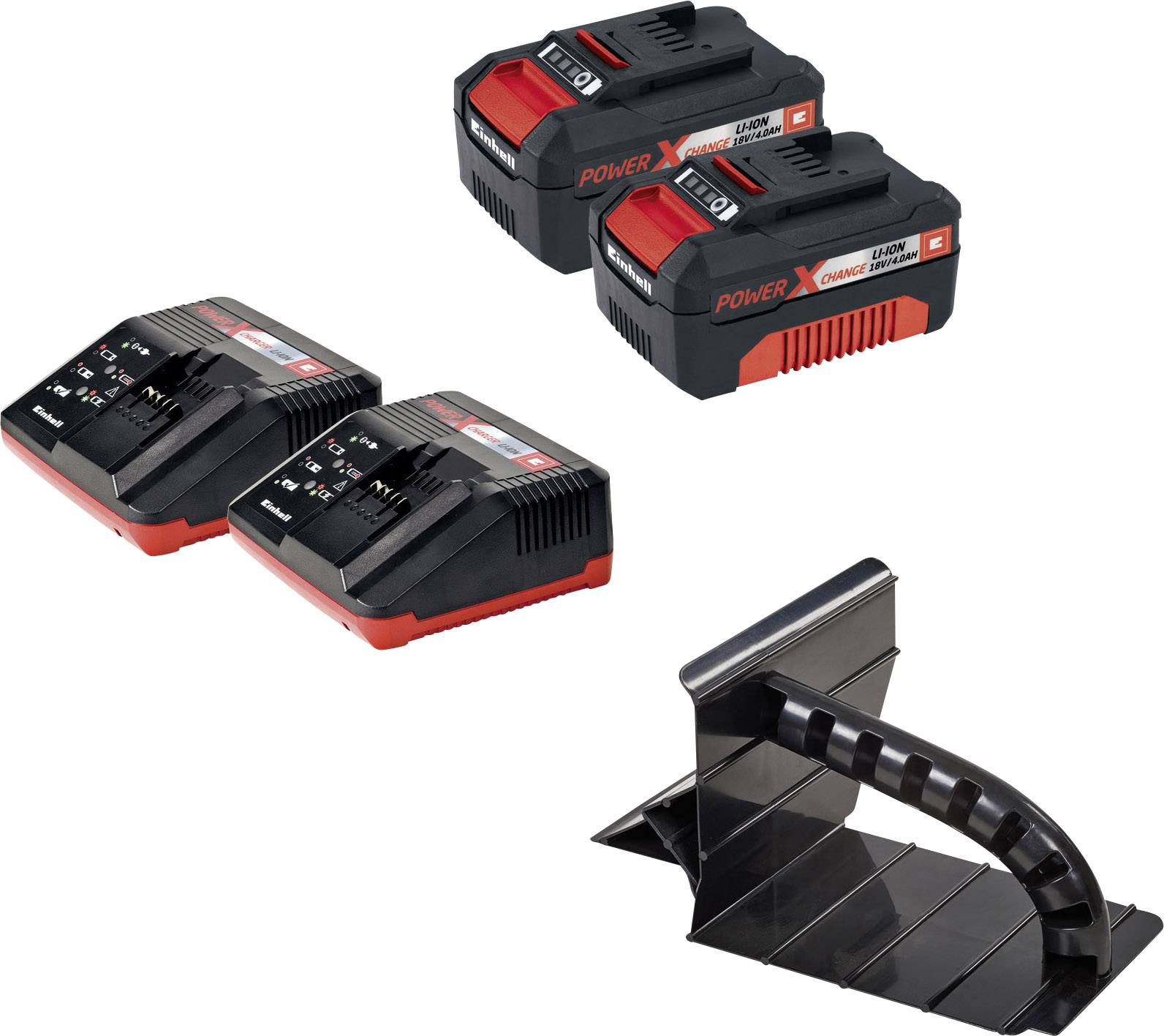 Einhell GE-CM 43 Li M Kit Akku Rasenmäher inkl. 2. Akku, Höhenverstellbarer Griff mit Klappfunktion, Mulchfunktion 18 V Schnittbreite (max.) 43 c