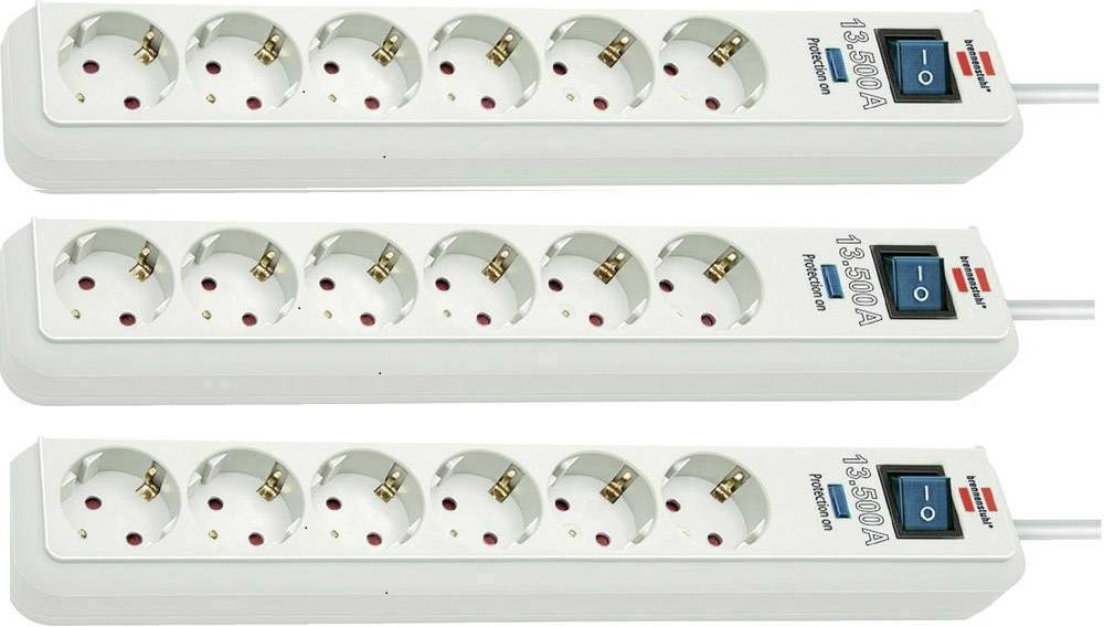 Brennenstuhl 1159720216-3 Überspannungsschutz-Steckdosenleiste 6fach Weiß Schutzkontakt 3St.
