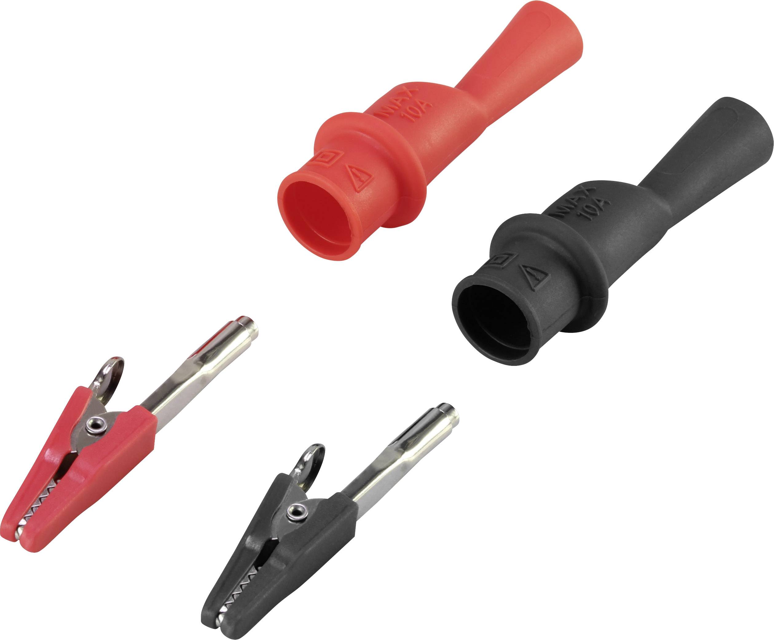 VOLTCRAFT MSK-111 Krokodilklemme Buchse 2mm CAT III 1000 V, CAT IV 600V Schwarz, Rot