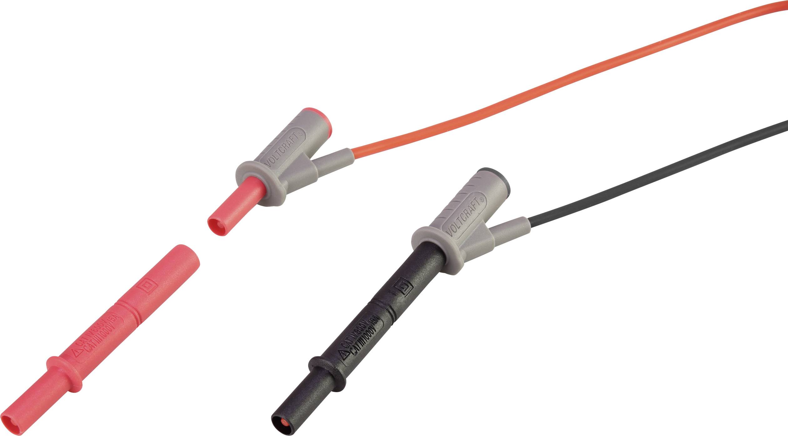 VOLTCRAFT MSL-505starre Messspitzen-Verlängerung kurz CAT III 1000 V, CAT IV 600 V, 10 A, paar
