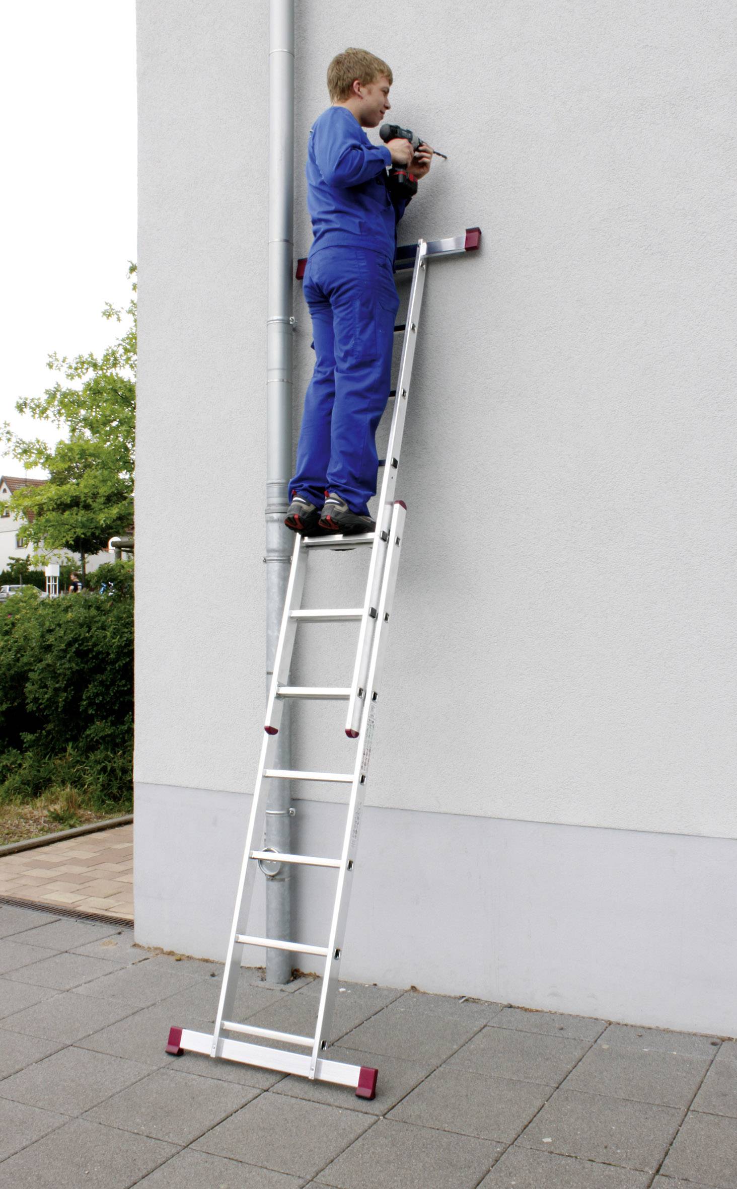 Krause 082107 Aluminium Multifunktionsleiter inkl. Traverse Arbeitshöhe (max.): 4.05m Aluminium DIN EN 131 19.6kg