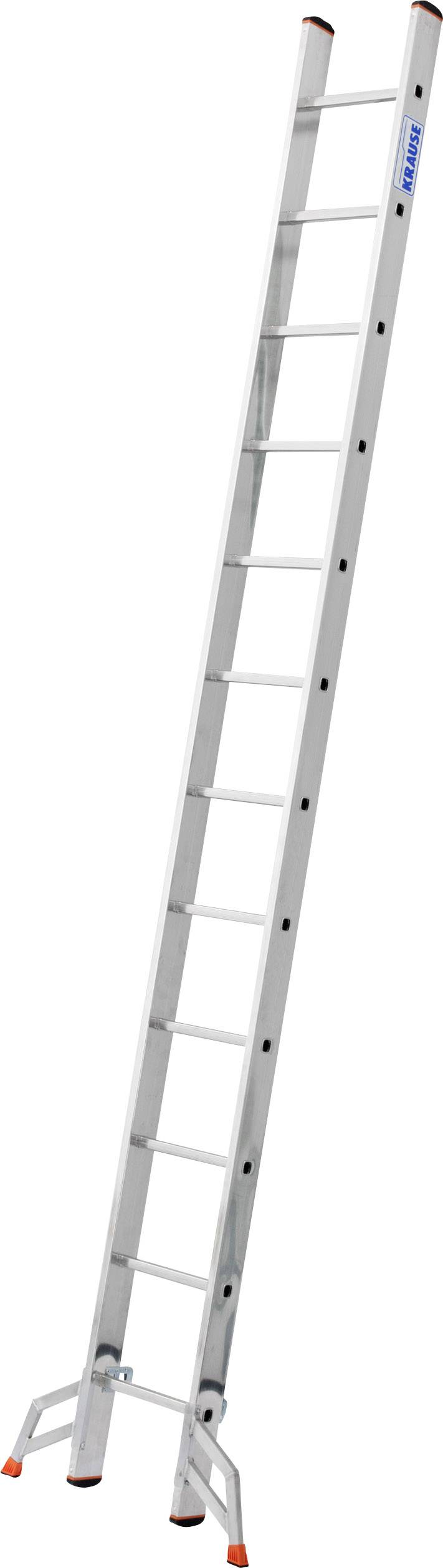 Eine lange, silberne Anlegeleiter mit zehn Stufen, geeignet für Arbeiten in der Höhe.