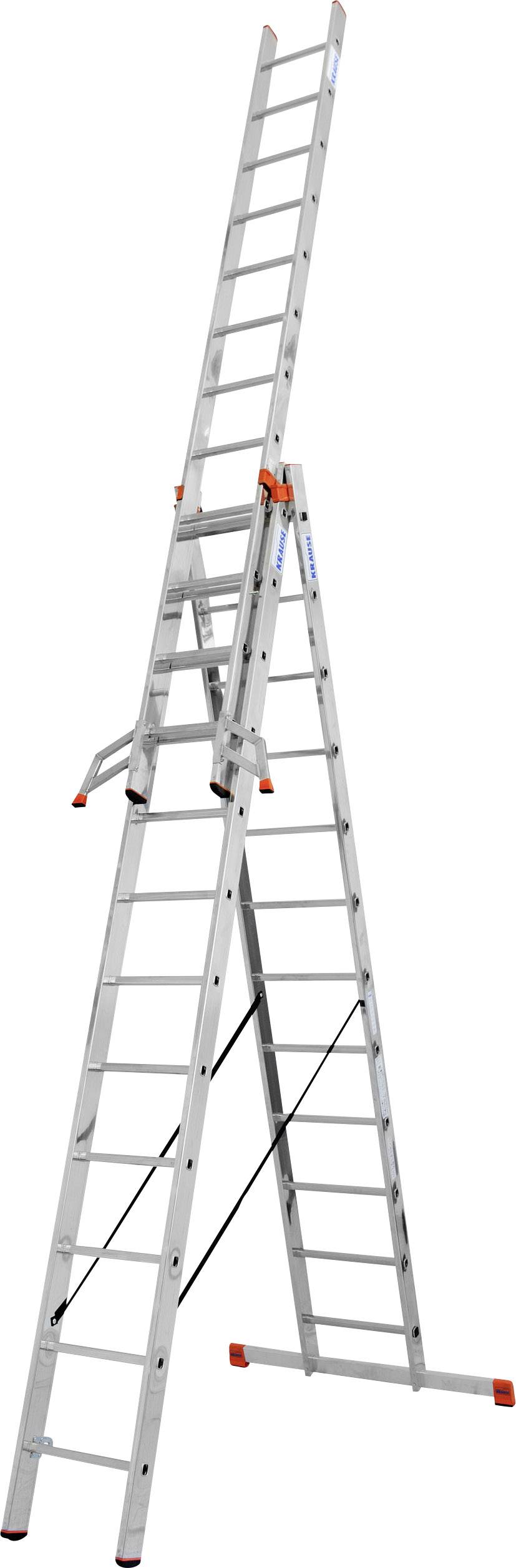 Eine ausziehbare Aluminiumleiter in A-Form, geeignet für Arbeiten in großer Höhe.