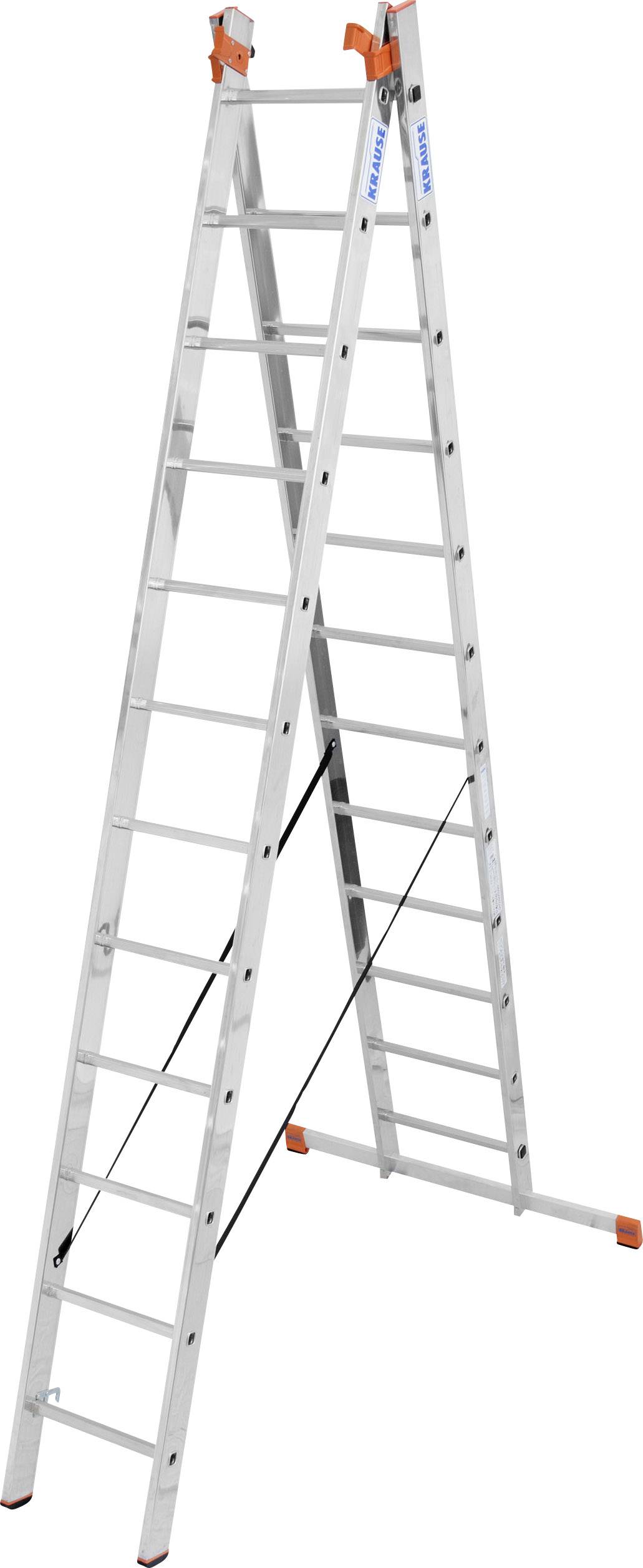 Aluminiumleiter mit erweiterten Traversen für zusätzliche Stabilität, freistehend positioniert, geeignet für Arbeiten in der Höhe.