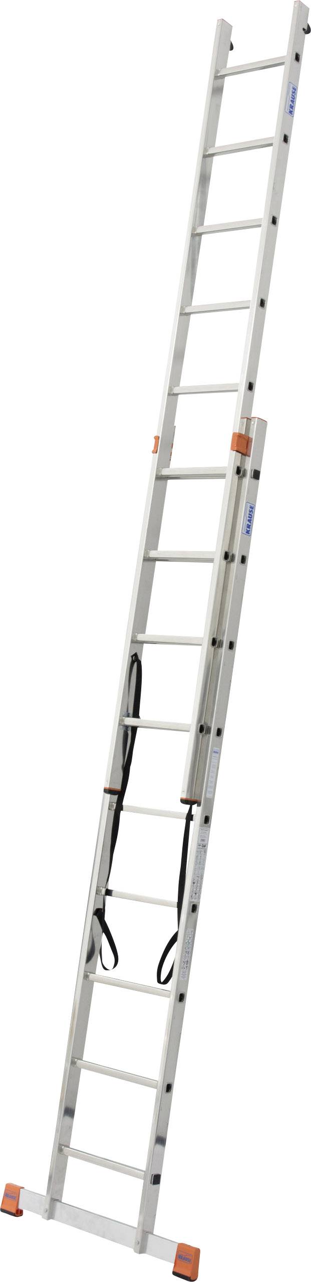 Silberne Aluminiumleiter mit mehreren Sprossen, links ausgezogen. Geeignet für Bau- oder Haushaltsarbeiten.