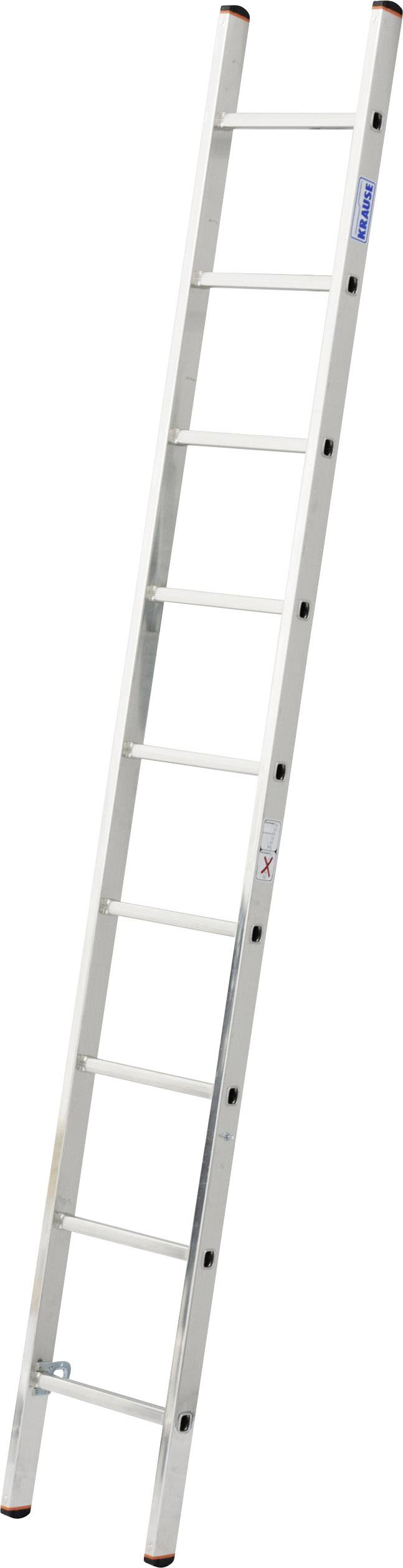 Aluleiter mit neun Sprossen, stehend, geeignet für Bau- und Handwerksarbeiten.