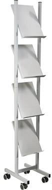 Helit the rolling show H6813399 Prospektständer Silber-Grau 4 x DIN A4 Anzahl der Fächer 4 1 St. (B x H x T) 260 x 1580 x 390 mm