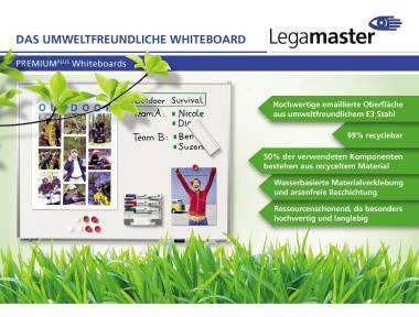 Legamaster Whiteboard PREMIUM PLUS (B x H) 60 cm x 45 cm Weiß emaillebeschichtet Querformat, Inkl. Ablageschale, Inkl. Boardmarker