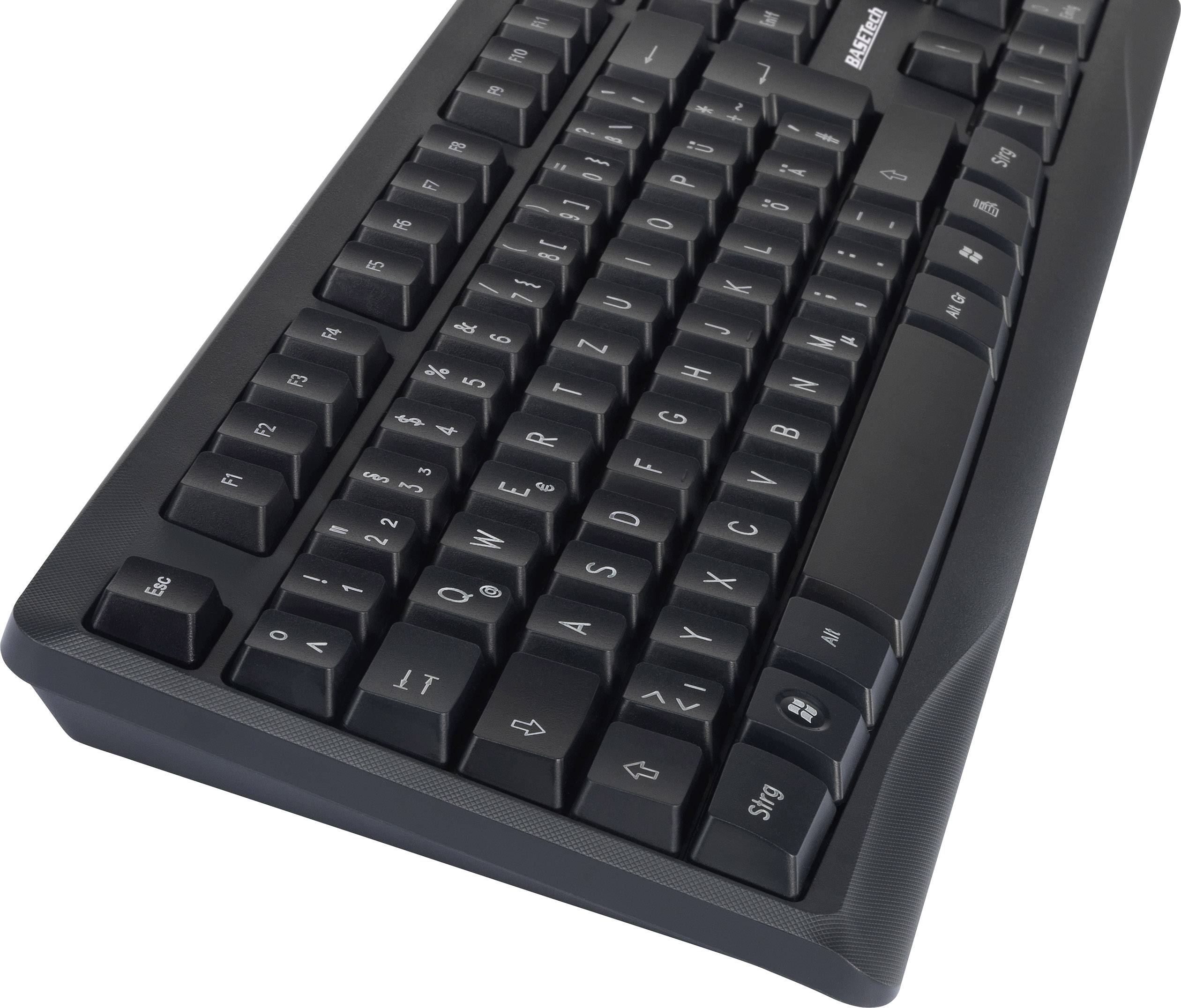 Basetech BS-DS100 USB Tastatur, Maus-Set Deutsch, QWERTZ, Windows® Schwarz